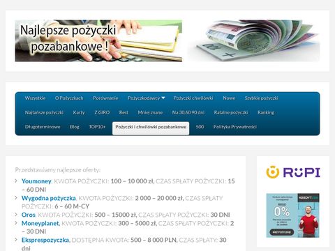 Pozyczkabez.pl ranking pożyczek chwilówek