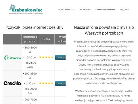 Pozabankowiec.pl pożyczka pozabankowa