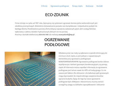 Eco-zdunik.pl ogrzewanie podłogowe