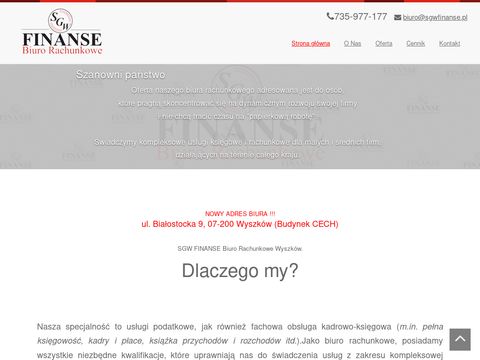 Sgwfinanse.pl biuro rachunkowe Wyszków