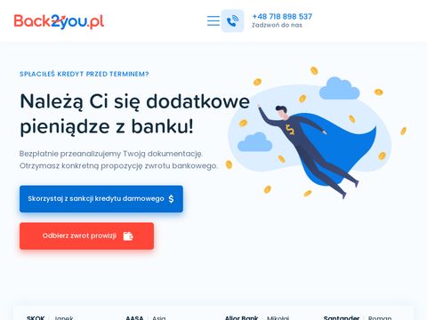 Back2you.pl zwrót prowizji od banku
