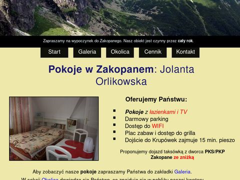Pokoje-zakopane.com Jolanta Orlikowska