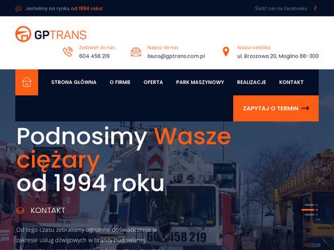 Gptrans.com.pl usługi dźwigowe