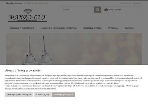 Makrolux.pl biżuteria z bursztynem Swarovski