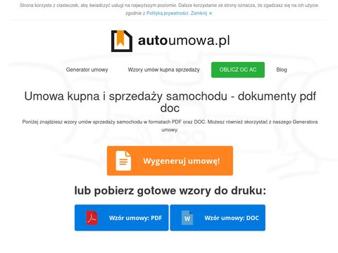 Umowa kupna sprzedaży samochodu - AutoUmowa.pl
