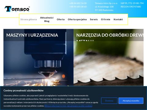 Tomaco.pl piły taśmowe, używane prasy hydrauliczne